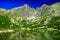 Red cableway to peak Lomnicky Stit in High Tatras mountains in Slovakia