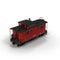 Red Caboose isolated on white. 3D Illustration