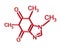 Red caffeine molecule chemical structure 3d illustration