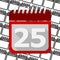 Red Calendar - Vector Icon number 25