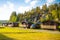 Red camping cabins for travelers in Sweden