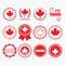 Red Canada flag emblems, stamps and design elements set