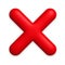 Red cancel cross mark icon. 3d realistic design element