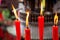 Red candles burning in a taoist temple