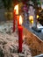 Red candles in the temple lit fire peaceful mindfulness