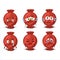 Red candy wrap cartoon character with sad expression