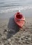 Red canoe on the beach