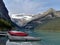 Red Canoes on Dock at Lake Louise Alberta