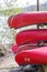 Red Canoes for Rental on Rack