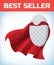 Red cape. Super hero cape. Red super cloak. Character hero logo. Manager leader. Leadership concept. Leadership sign