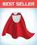 Red cape. Super hero cape. Red super cloak. Character hero logo. Manager leader. Leadership concept. Leadership sign