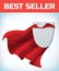 Red cape. Super hero cape. Red super cloak. Character hero logo. Manager leader. Leadership concept. Leadership sign