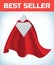 Red cape. Super hero cape. Red super cloak. Character hero logo. Manager leader. Leadership concept. Leadership sign