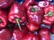 Red capsicums on vegetable shop red capsicums are important vegetable