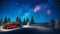 Red Car Carrying Christmas Gifts In Snowy Landscape 3d render