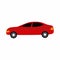 Red car. Classical sedan stylish in color cartoon flat style. City transport theme. Modern urban civilian vehicles. Vector