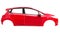 Red car frame body on white background with clipping path