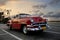 Red car in Havana sunset