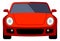 Red car icon. High speed sport auto front view