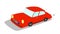 red car rides on white background, car running for a race, 2d video illustration vector animation