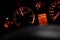 Red Car Tachometer in the dark