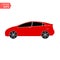 Red Car vector icon. Isolated simple front car logo illustration. Sign