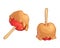 Red caramel apple on the stick