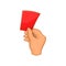 Red card football icon, cartoon style