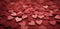 Red cardboard hearts scattered everywhere