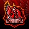 The red cardinal bird mascot. esport logo design
