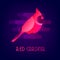 Red cardinal vector icon with the neon glow. Flat design