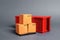 Red cargo container with boxes. Business and industry, transport infrastructure. The concept of commerce and trade, cargo delivery