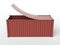 Red cargo container with opened roof on white background. 3D rendering