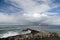 Red cargo ship anchored near Westport Jetty