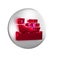 Red Cargo ship with boxes delivery service icon isolated on transparent background. Delivery, transportation. Freighter