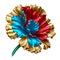 Red Carnation Flower: Opulent Blend of Gold, Blue, and Red Hues.