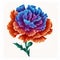 Red Carnation Illustration: Vibrant Orange, Violet, and Blue.