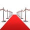 Red carpet background with barrier stanchion rope.