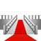 Red carpet on baroque staircase on white background