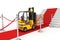 Red Carpet and Barrier Rope with Forklift and Boxes