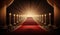 Red Carpet Bollywood Stage. Steps Spot Lights. Golden Royal Awards Graphics Background. Generative ai
