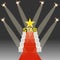 Red carpet for celebrities. Podium with a red carpet and realistic lighting.