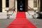 Red carpet, celebrity hotel entrance, copy space