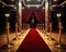 red carpet with gold poles and a grand entrance.