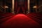 Red carpet in the interior of the theater with a red curtain, An empty red carpet, AI Generated