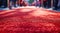 a red carpet lined with people that are looking at it