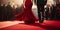 Red Carpet Radiance: Couple Embodying Glamorous Elegance. Generative ai