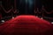 red carpet runner leading to red velvet curtain on stage, for musical performance or play