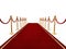 Red carpet and velvet ropes isolated on white background. 3D illustration