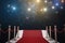 Red carpet for VIP. Flash lights in background. 3D rendered illustration